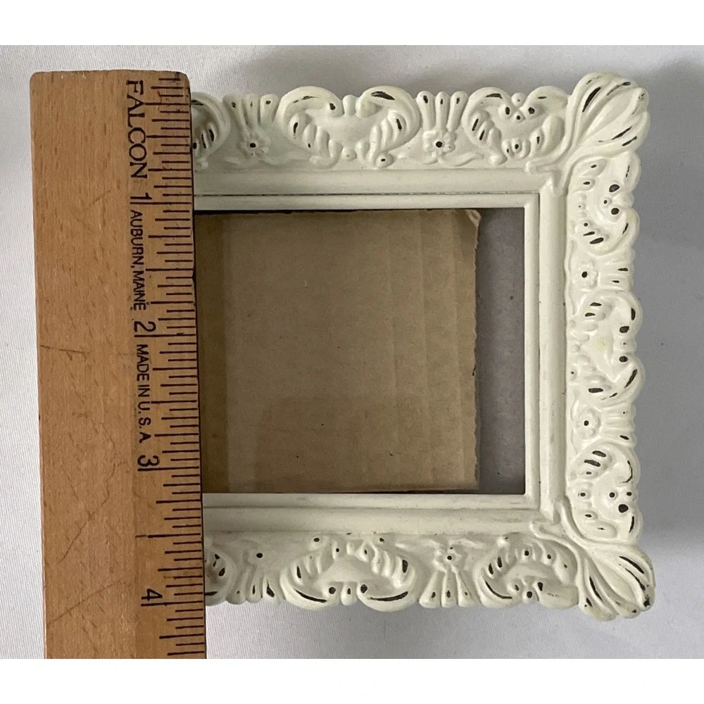 Vintage Style Cottagecore Small Picture Frames Lot Of 4 Antique White 4
